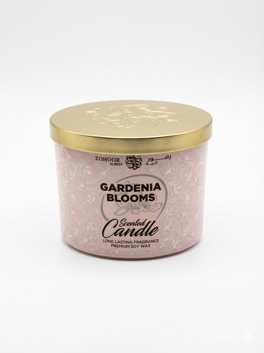 شمعة معطرة غاردينيا بلومز Gardenia Blooms بثلاث فتائل – شمع صويا طبيعي 360 جرام - Zohoor alreef SA